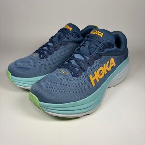 Hoka One One Mens Bondi 8 Running Shoes Sneakers Size 13 D Real Teal Blue/Shadow